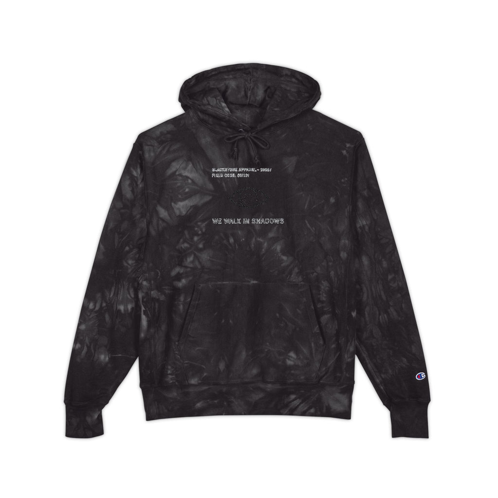Blackstone x Champion - Tie-Dye Hoodie 'We Walk in Shadows' Embroidered Sweatshirt