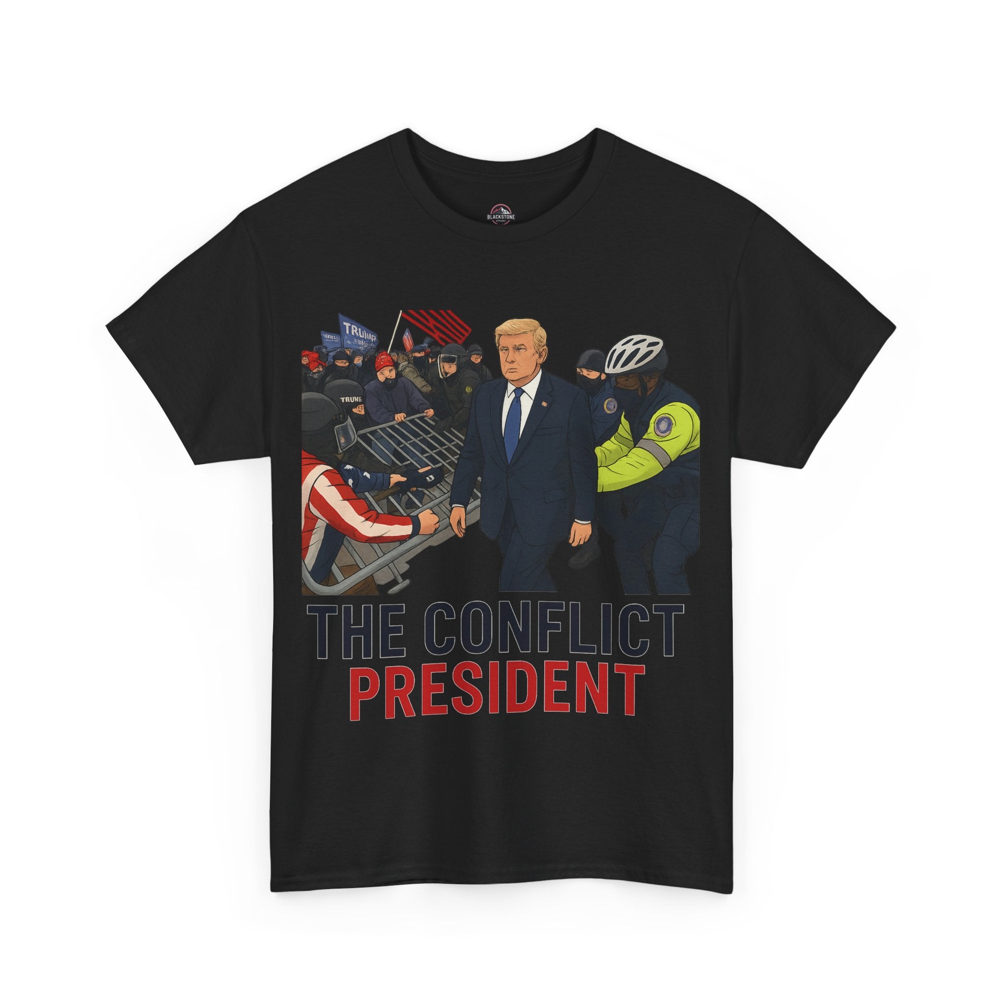 Political Satire Statement Tee - "the Conflict President" Unisex Cotton Tee, Graphic T-Shirt, Protest Apparel, Gift for Activists