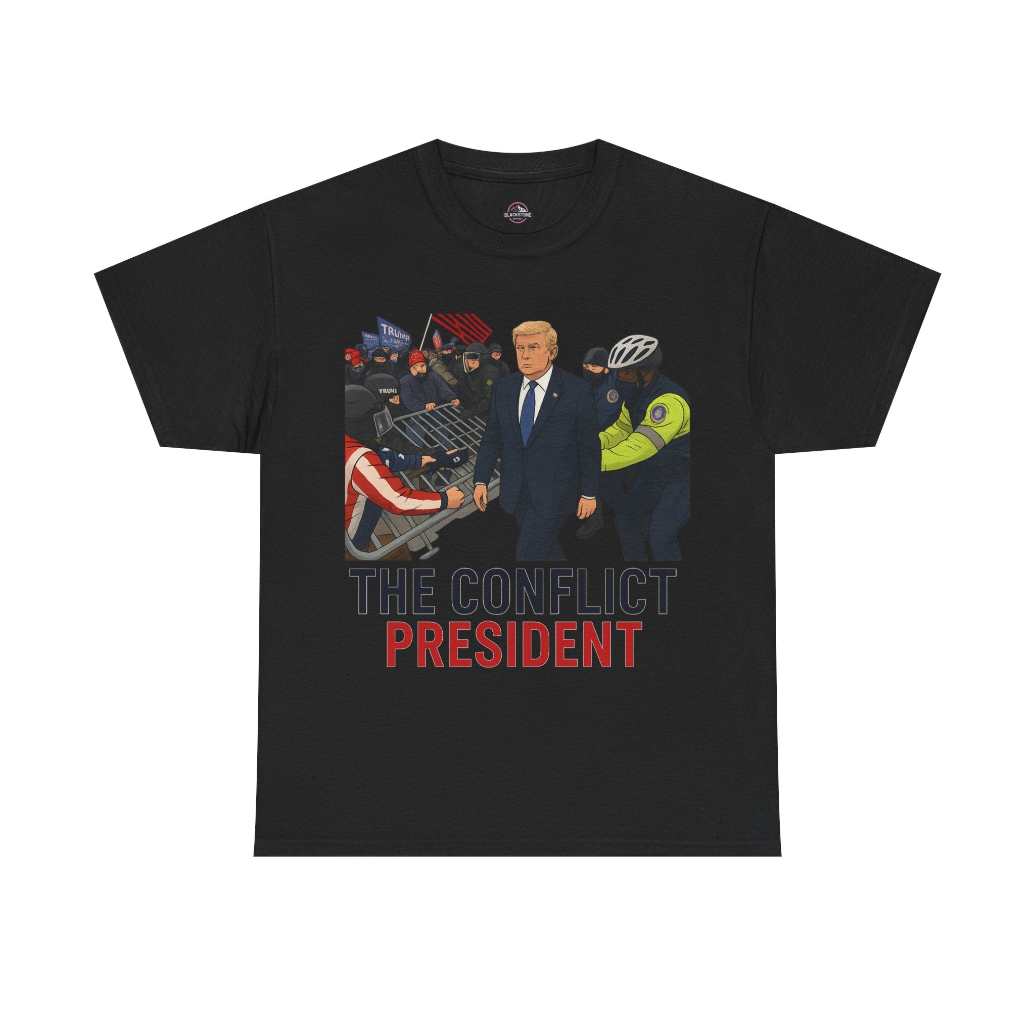 Political Satire Statement Tee - "the Conflict President" Unisex Cotton Tee, Graphic T-Shirt, Protest Apparel, Gift for Activists