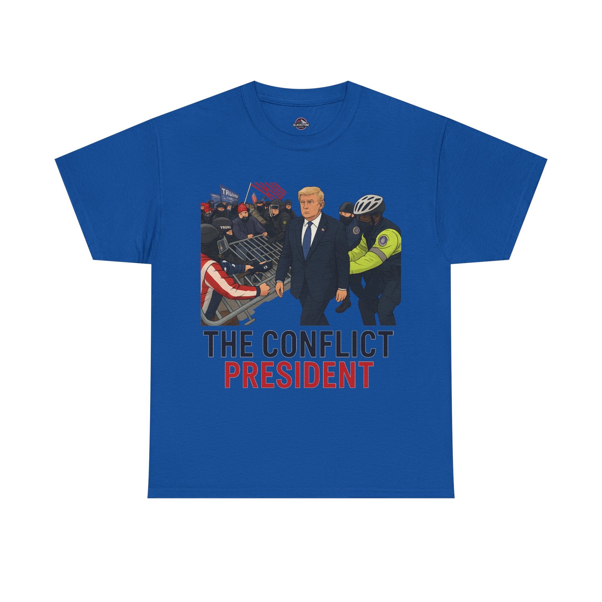 Political Satire Statement Tee - "the Conflict President" Unisex Cotton Tee, Graphic T-Shirt, Protest Apparel, Gift for Activists