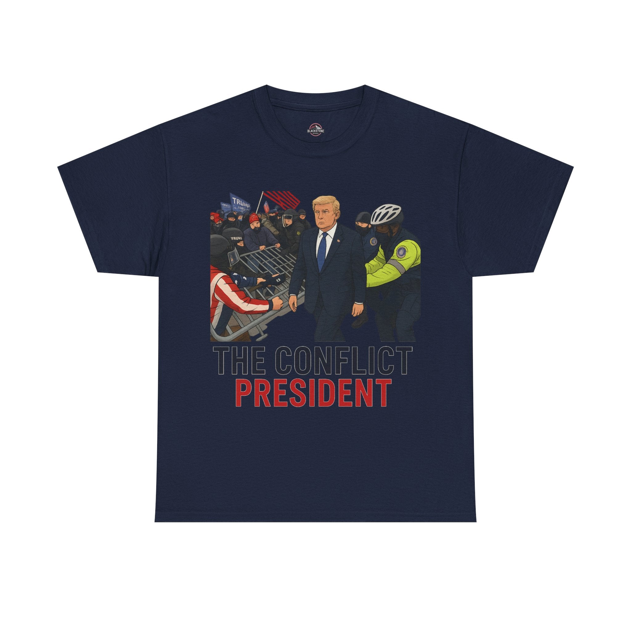 Political Satire Statement Tee - "the Conflict President" Unisex Cotton Tee, Graphic T-Shirt, Protest Apparel, Gift for Activists