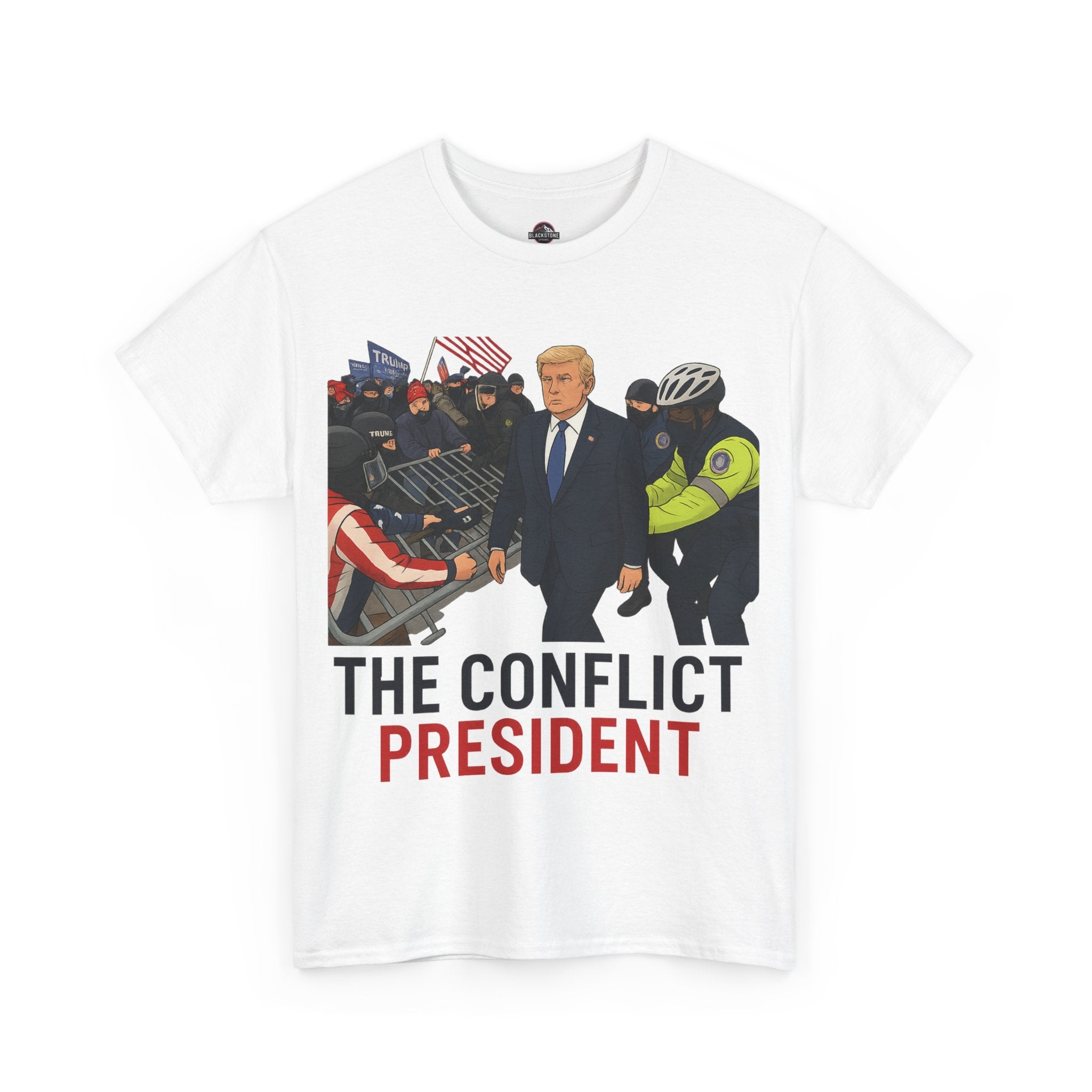 Political Satire Statement Tee - "the Conflict President" Unisex Cotton Tee, Graphic T-Shirt, Protest Apparel, Gift for Activists