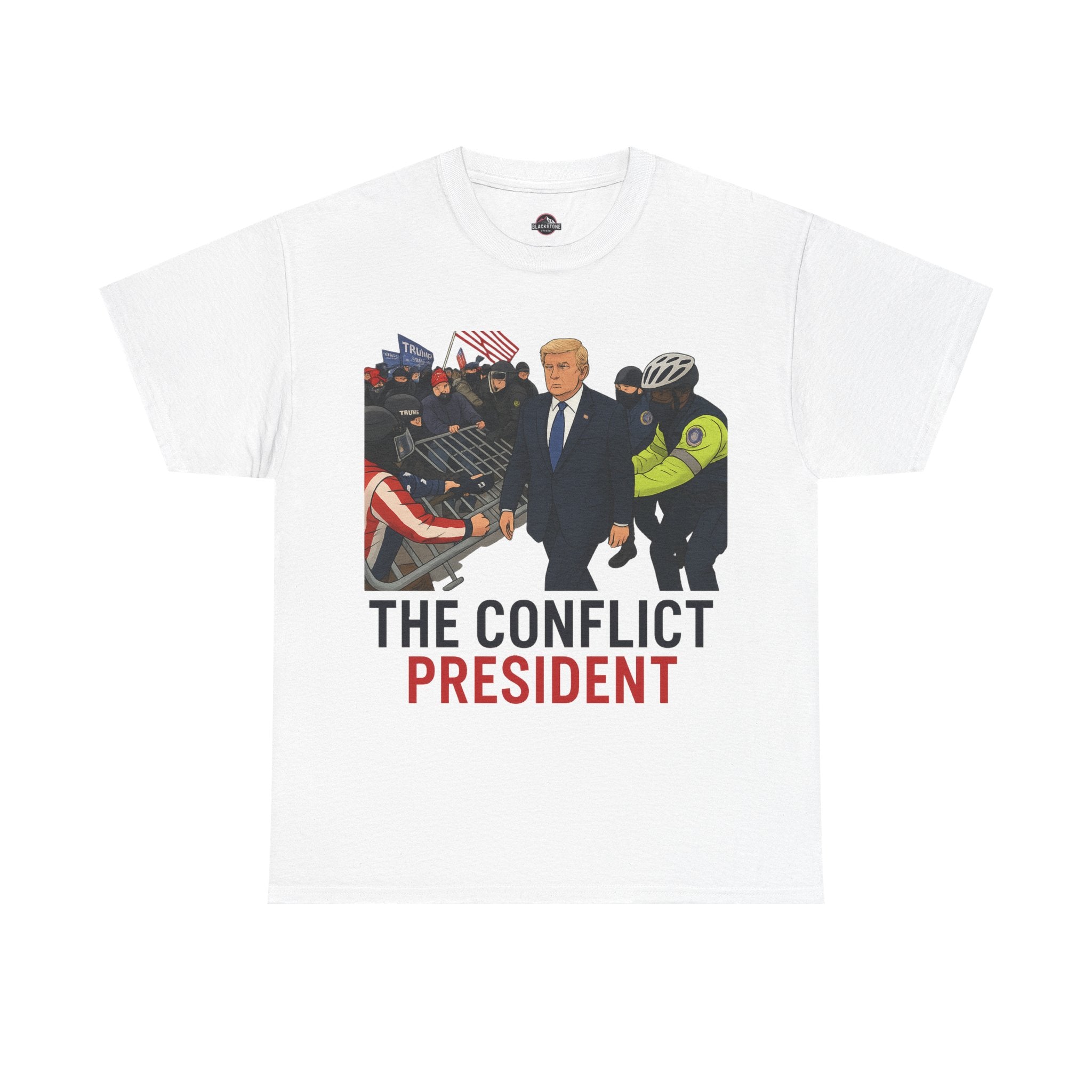 Political Satire Statement Tee - "the Conflict President" Unisex Cotton Tee, Graphic T-Shirt, Protest Apparel, Gift for Activists