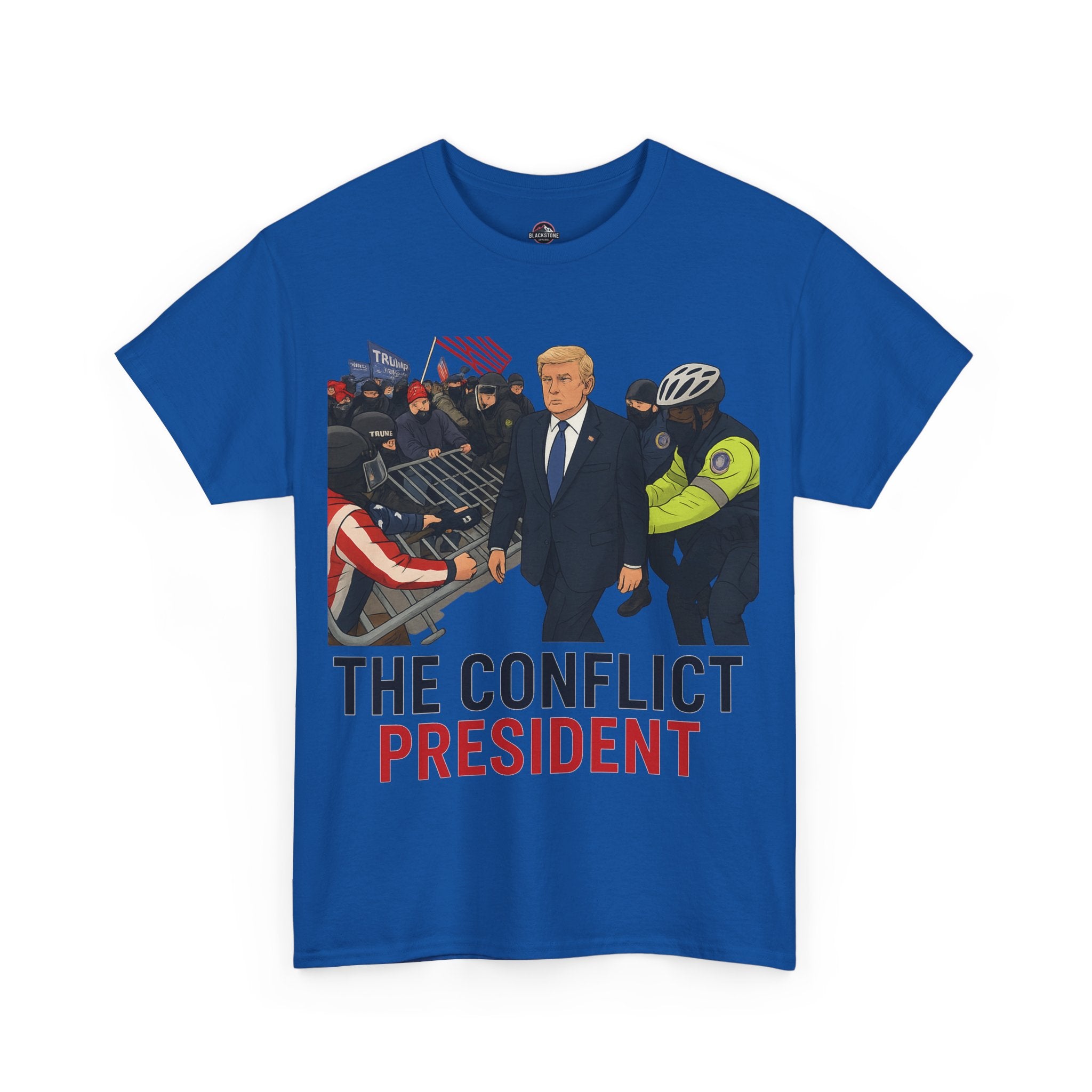 Political Satire Statement Tee - "the Conflict President" Unisex Cotton Tee, Graphic T-Shirt, Protest Apparel, Gift for Activists