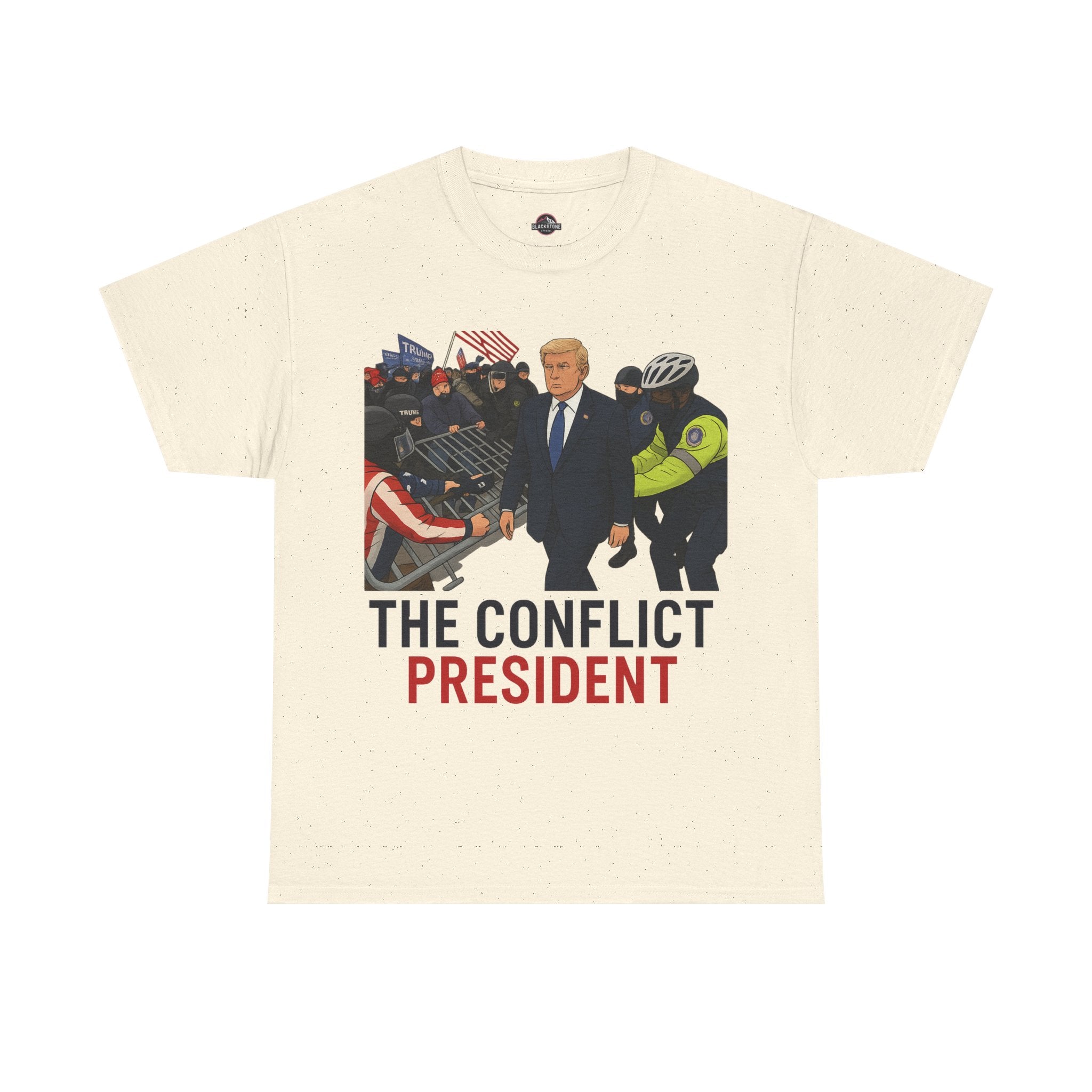 Political Satire Statement Tee - "the Conflict President" Unisex Cotton Tee, Graphic T-Shirt, Protest Apparel, Gift for Activists