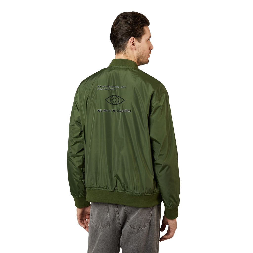 Eco-Friendly Bomber Jacket, Sustainable Embroidered Coat, Upcycled Outerwear, Recycled Fashion Statement, Earth-Friendly Patched Jacket