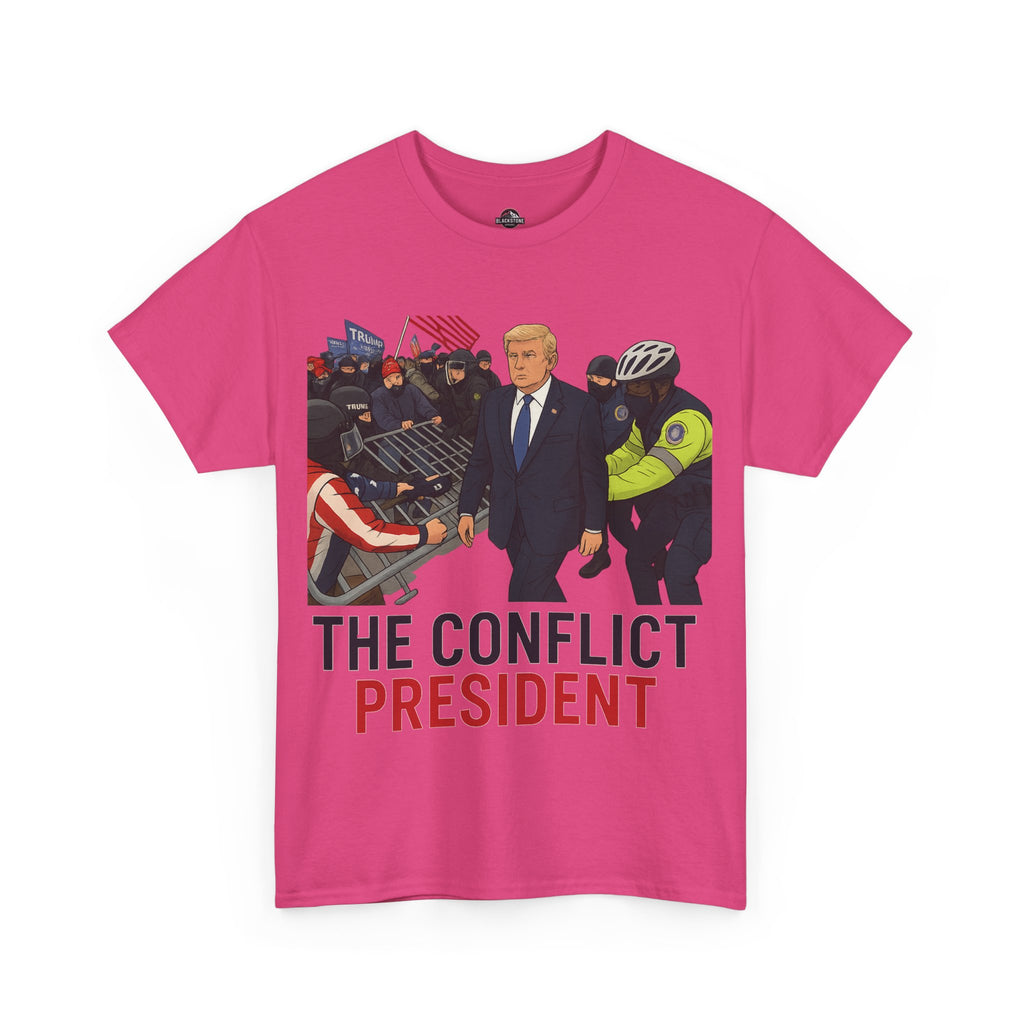 Political Satire Statement Tee - "the Conflict President" Unisex Cotton Tee, Graphic T-Shirt, Protest Apparel, Gift for Activists