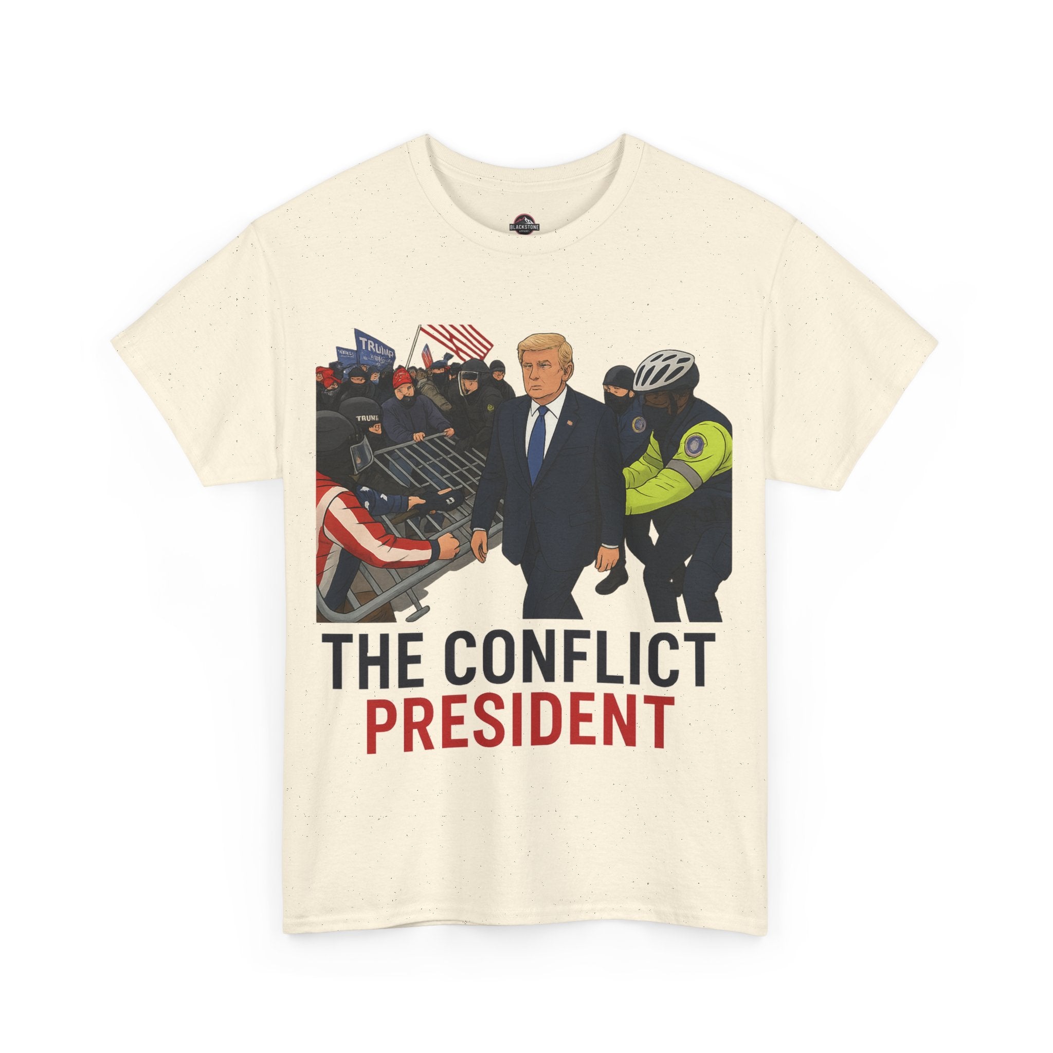 Political Satire Statement Tee - "the Conflict President" Unisex Cotton Tee, Graphic T-Shirt, Protest Apparel, Gift for Activists