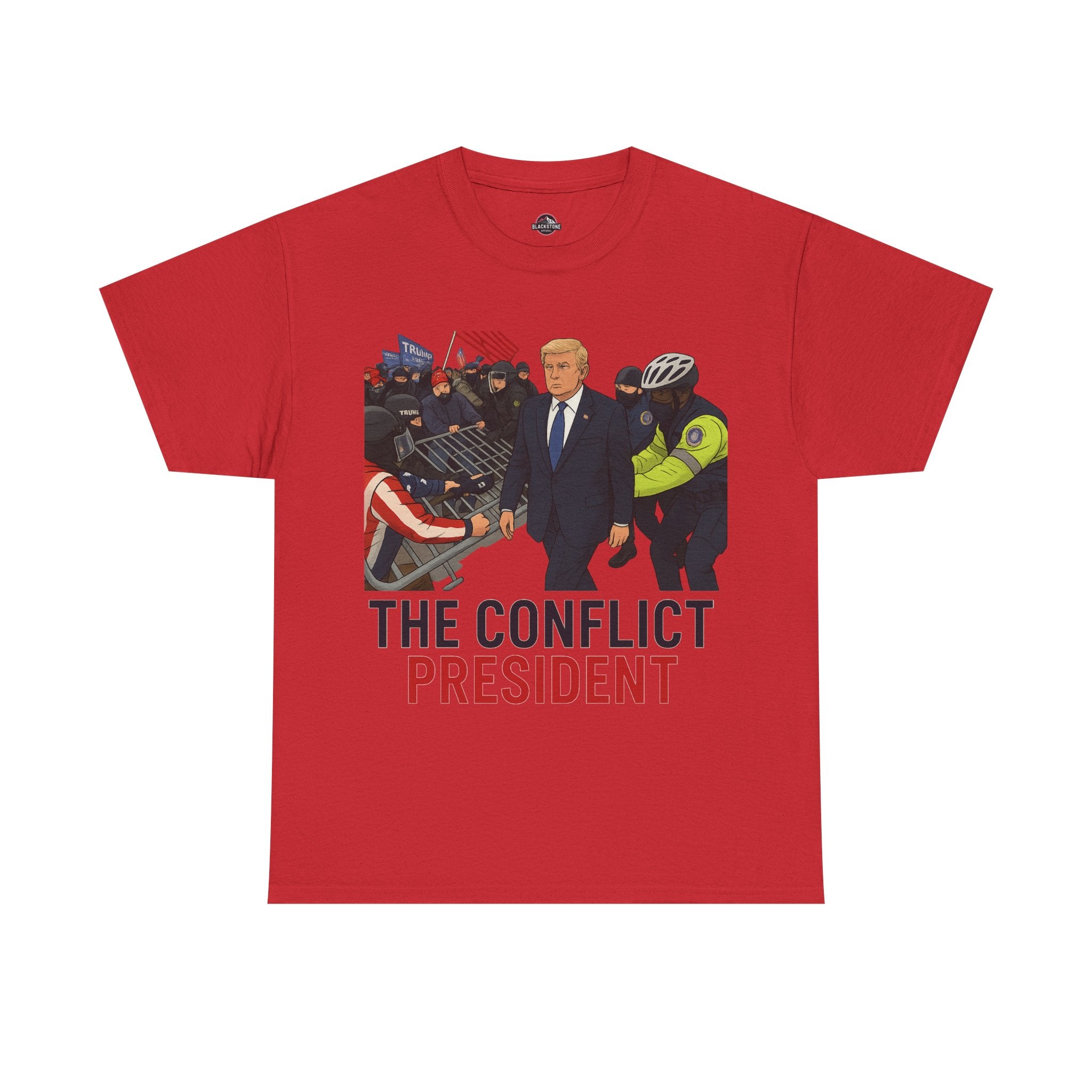 Political Satire Statement Tee - "the Conflict President" Unisex Cotton Tee, Graphic T-Shirt, Protest Apparel, Gift for Activists